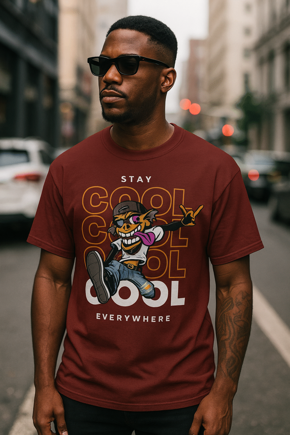 stay cool everywhere graphic monkey t shirt