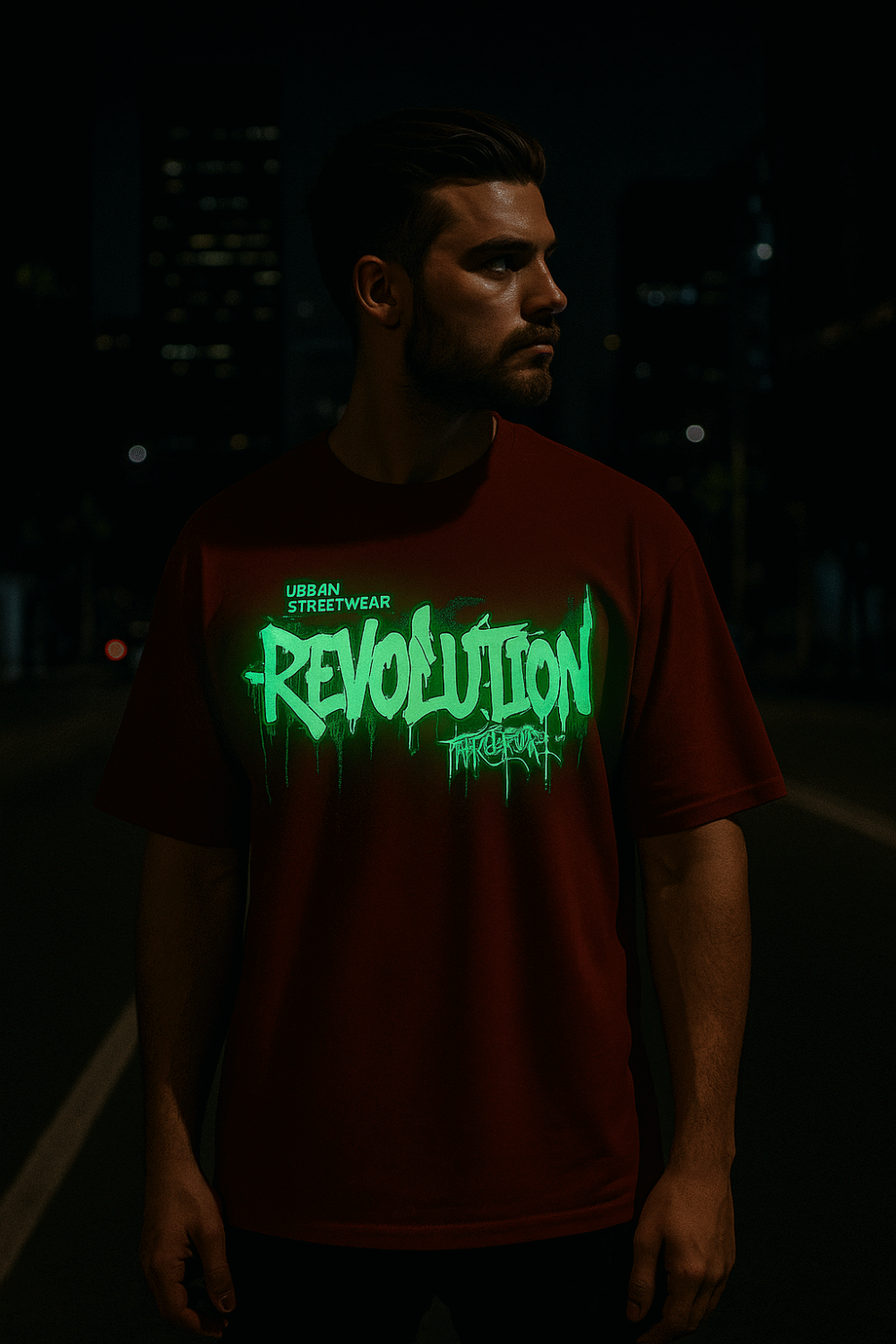 revolution urban streetwear t shirt – glow in dark reflective