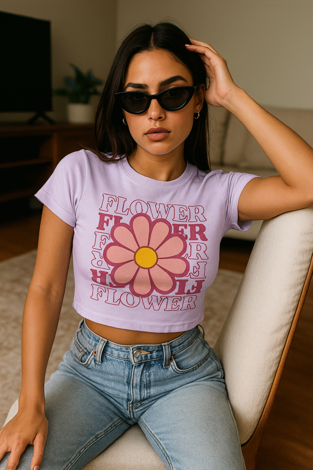 cute flower graphic baby tee for girls