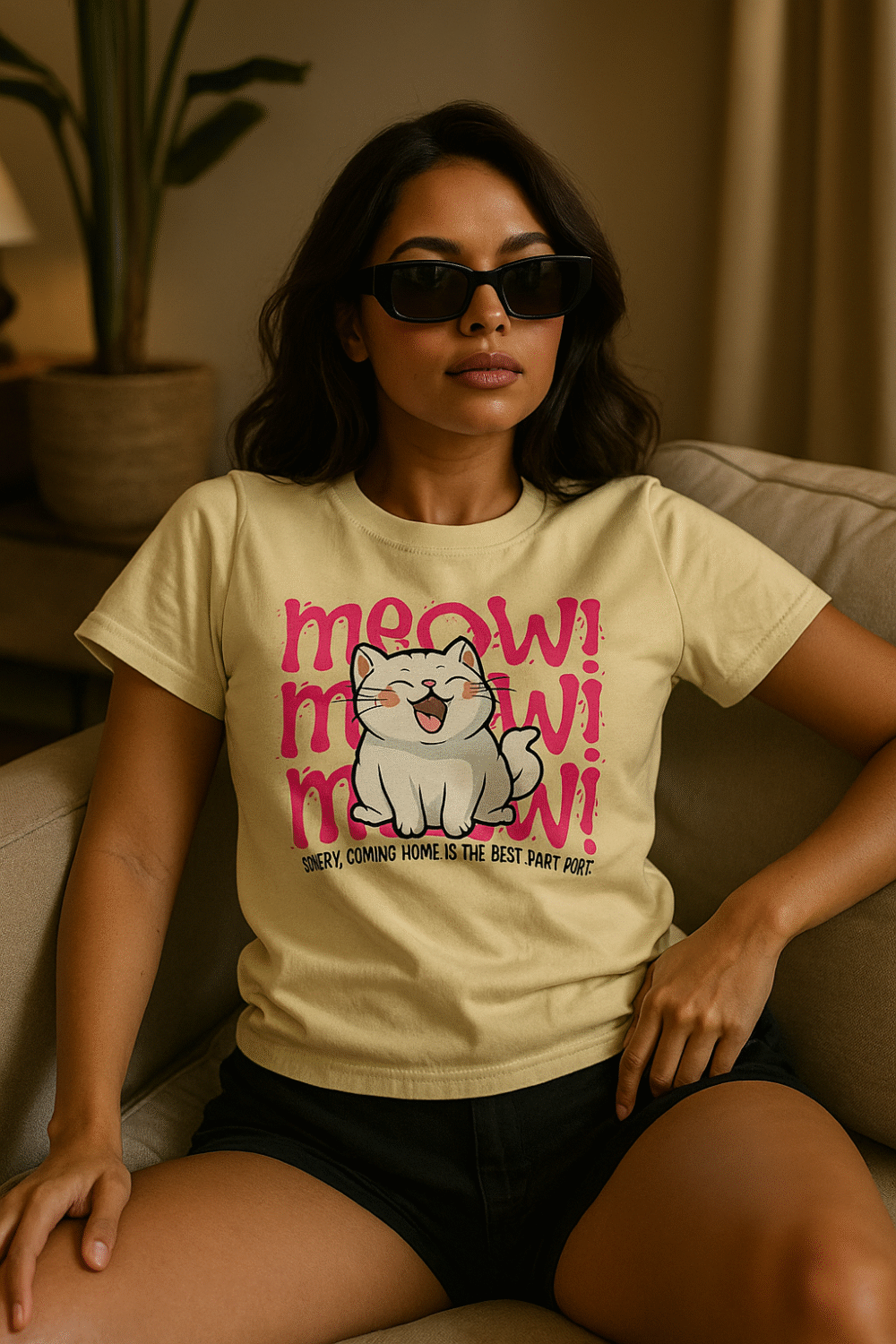 cute cat “meow” baby tee for girls