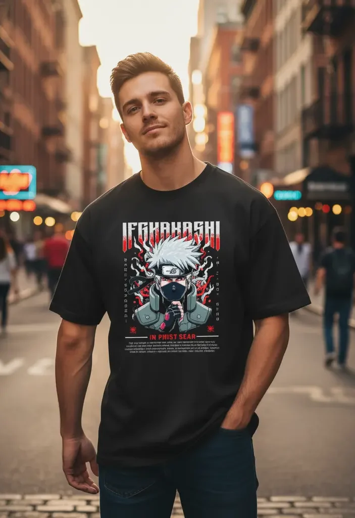Kakashi crew T-Shirt – Naruto Anime Streetwear Graphic Tee