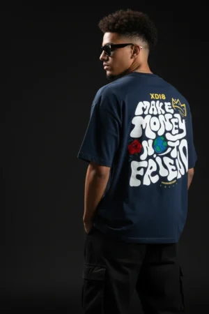 Make Money Not Friend" Oversized Graphic T-Shirt – Streetwear King Edition