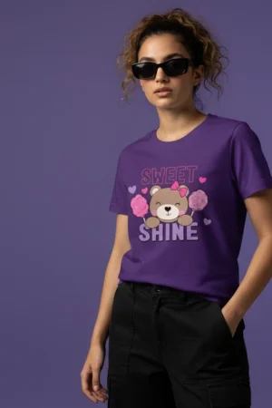 Sweet Shine Teddy Bear Baby Tee for Girls