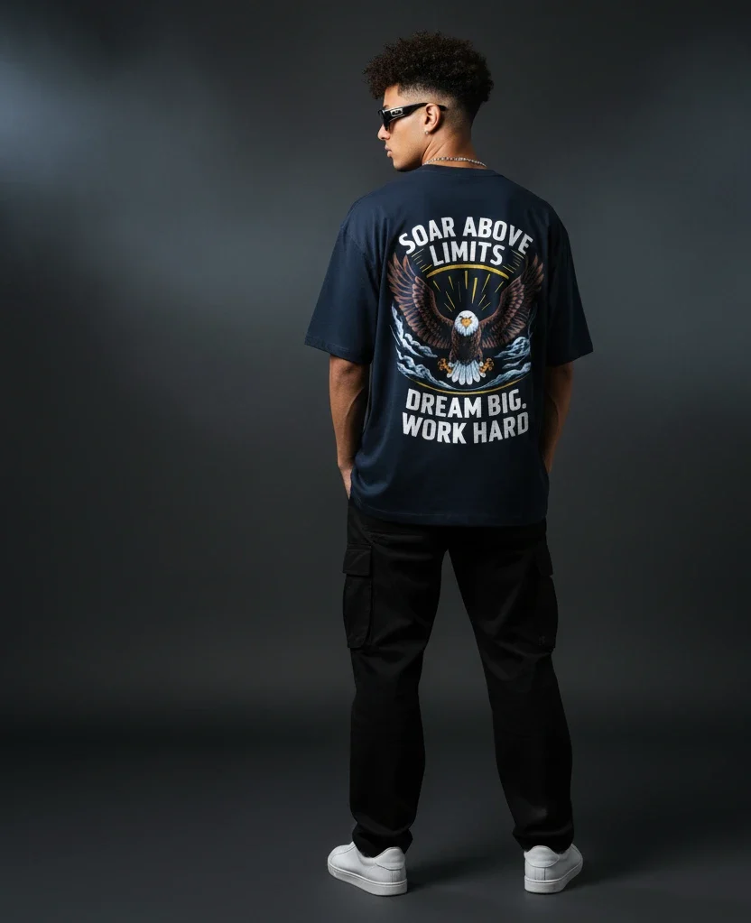 Soar Above Limits Oversized Graphic Tee β Dream Big, Work Hard Vibe