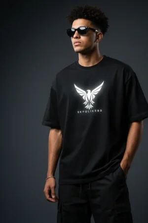Skygliders Reflective Oversized T-Shirt – Unisex Streetwear Graphic Tee for Men & Women