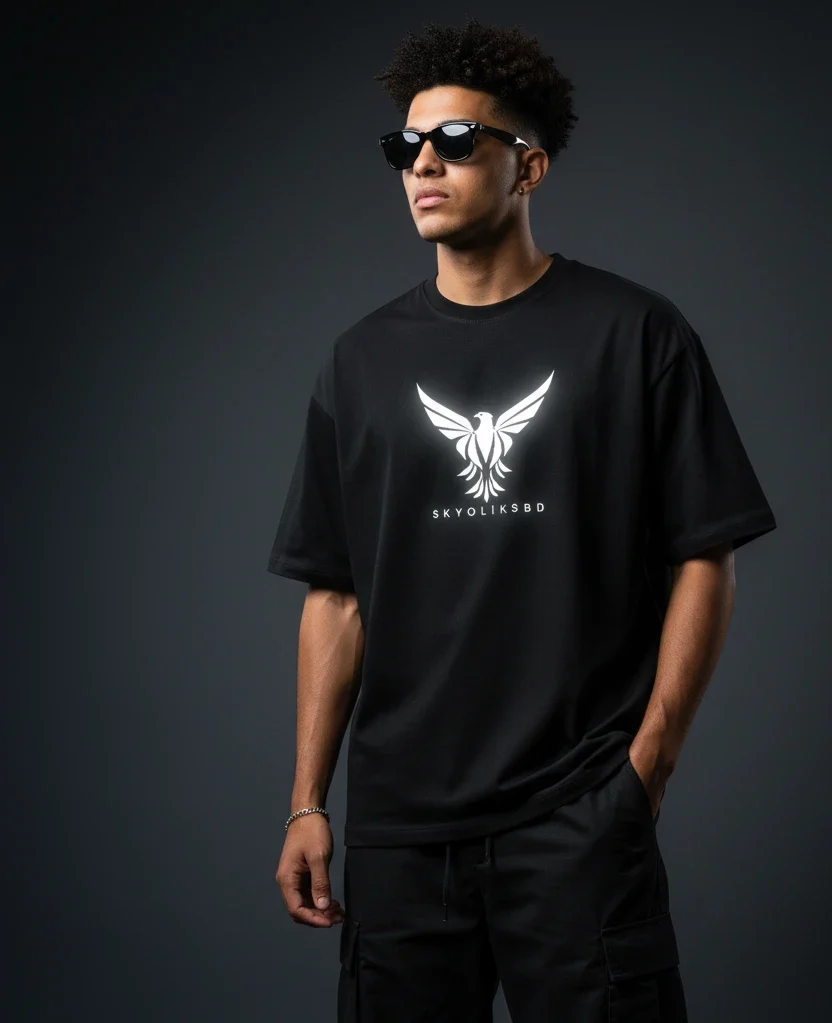 Skygliders Reflective Oversized T-Shirt – Unisex Streetwear Graphic Tee for Men & Women