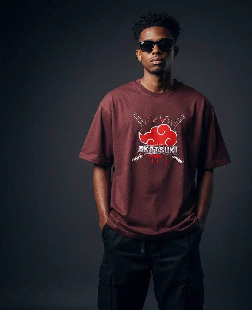 Oversized Akatsuki T-Shirt | Naruto Anime Streetwear | Premium Graphic Tee for Men & Women