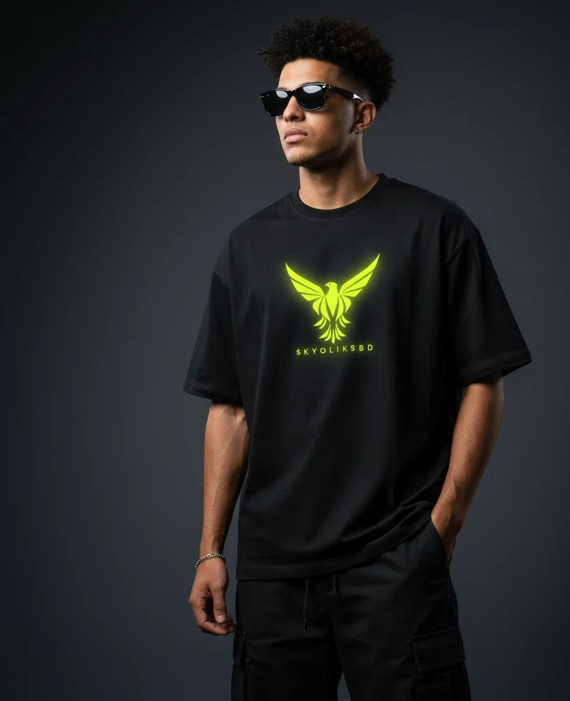 Skygliders Glow In Dark Oversized T-Shirt – Unisex Streetwear Graphic Tee for Men & Women
