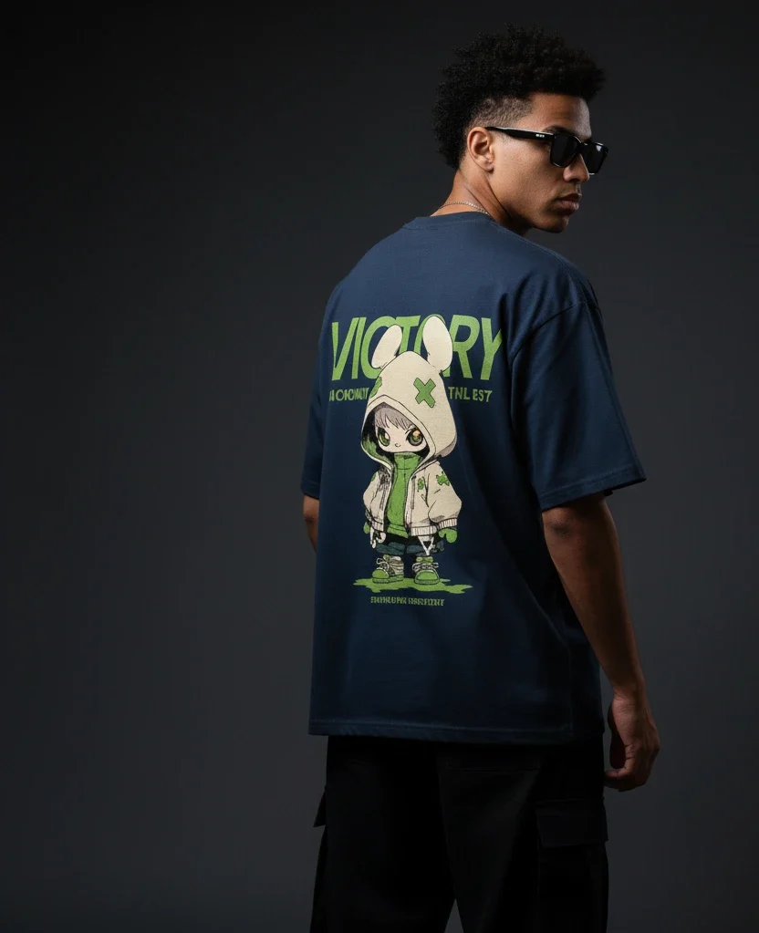 Victory Unisex Oversized T-Shirt – Streetwear Graphic Hoodie Character Tee