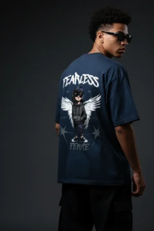 Fearless Femme Unisex Oversized T-Shirt – Streetwear Angel Wing Graphic Tee