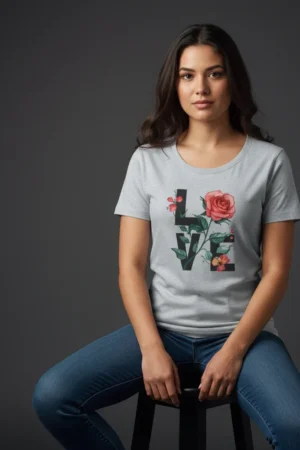 LOVE Rose Floral Baby Tee for Girls