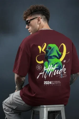 Attitude Unisex Oversized T-Shirt – 2024 Streetwear Graphic Hoodie Design Tee