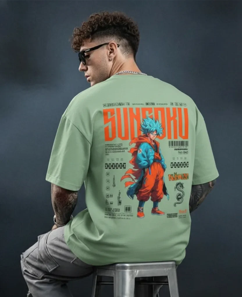 Oversized jade Goku T-Shirt | Dragon Ball Anime Streetwear Graphic Tee