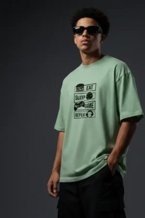 Eat Sleep Game Repeat Oversized T-Shirt – Gamer Life Streetwear Tee