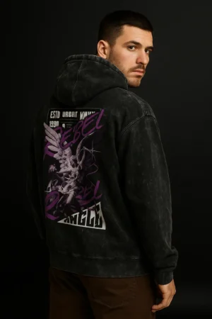Rebel Angel Hoodie--Unisex Acid Washed Hoodie