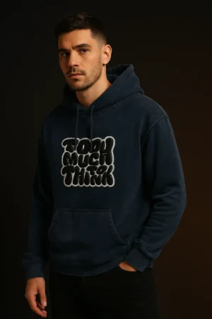 Too Much To Think" Acid Wash Puff Hoodie