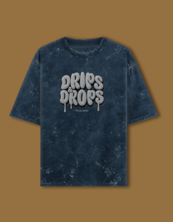 Drips & Drops" Oversized Acid Wash T-Shirt - Image 2