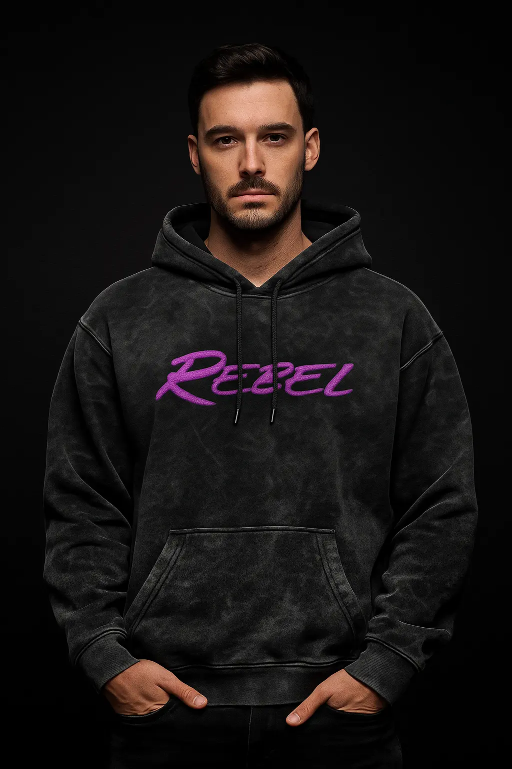 Rebel Angel Hoodie--Unisex Acid Washed Hoodie - Image 2